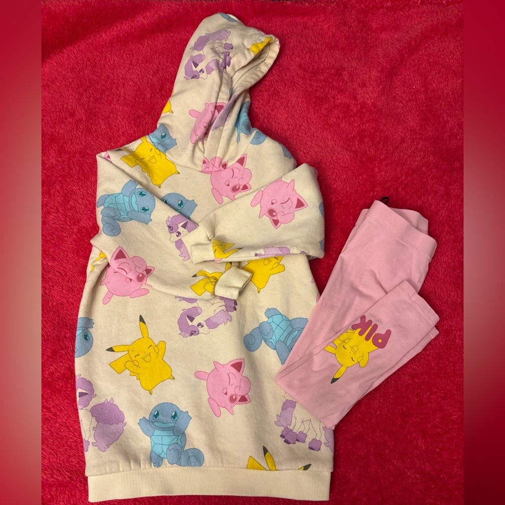 H&M Kids Cartoon Print Pajama Set - Cream and Pink